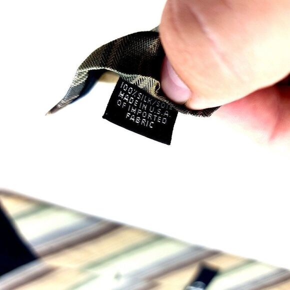 Calvin Klein Green Tan Multi-Colored Woven Striped Silk Tie - Picture 4 of 6